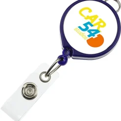 Retractable Badge Holder with Lanyard Attachment - Round - Opaque - Label