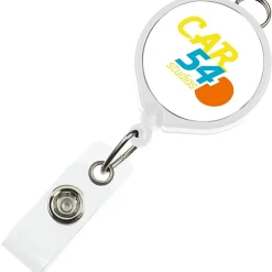 Retractable Badge Holder with Lanyard Attachment - Round - Opaque - Label