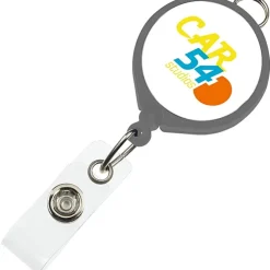 Retractable Badge Holder with Lanyard Attachment - Round - Opaque - Label
