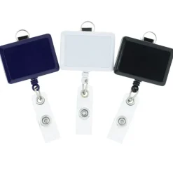 Retractable Badge Holder with Lanyard Attachment - Rectangle - Label