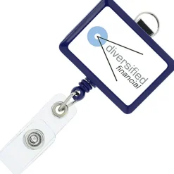 Retractable Badge Holder with Lanyard Attachment - Rectangle - Label