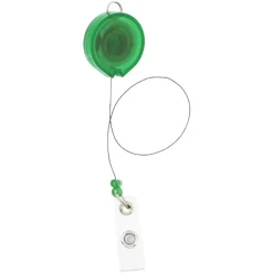Retractable Badge Holder with Lanyard Attachment - Round - Translucent - Label