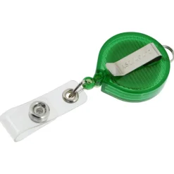 Retractable Badge Holder with Lanyard Attachment - Round - Translucent - Label