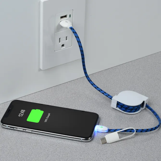Retractable Fabric Duo Charging Cable