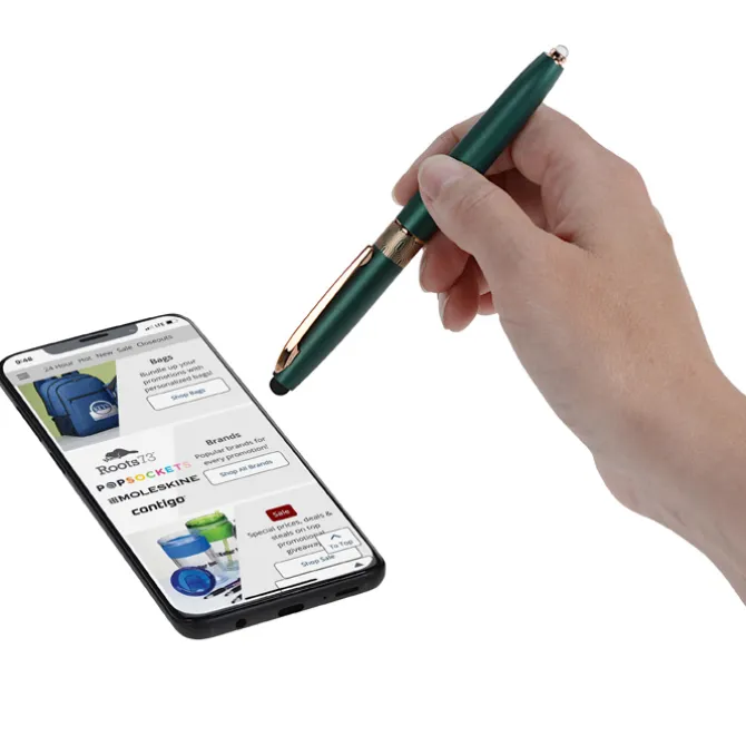 Rosa Soft Touch Stylus Metal Pen with Flashlight