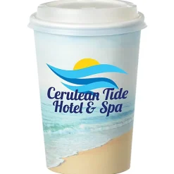 Seaside Full Color Insulated Paper Cup with Lid - 16 oz.