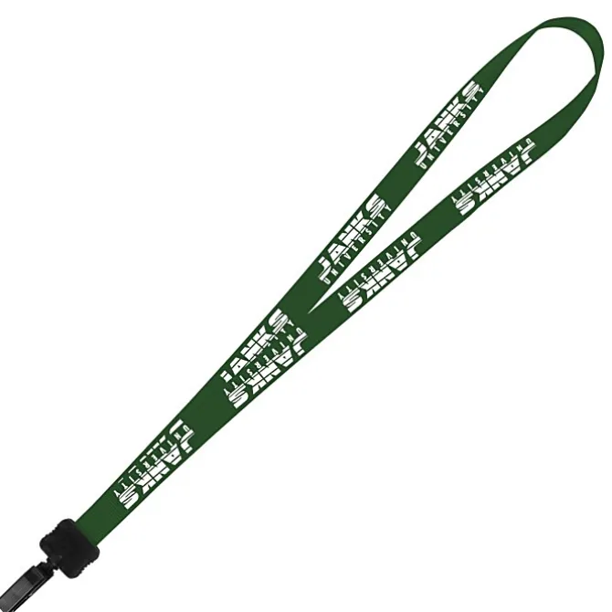 Smooth Nylon Lanyard - 3/4 inches - 34 inches - Plastic Bulldog Clip