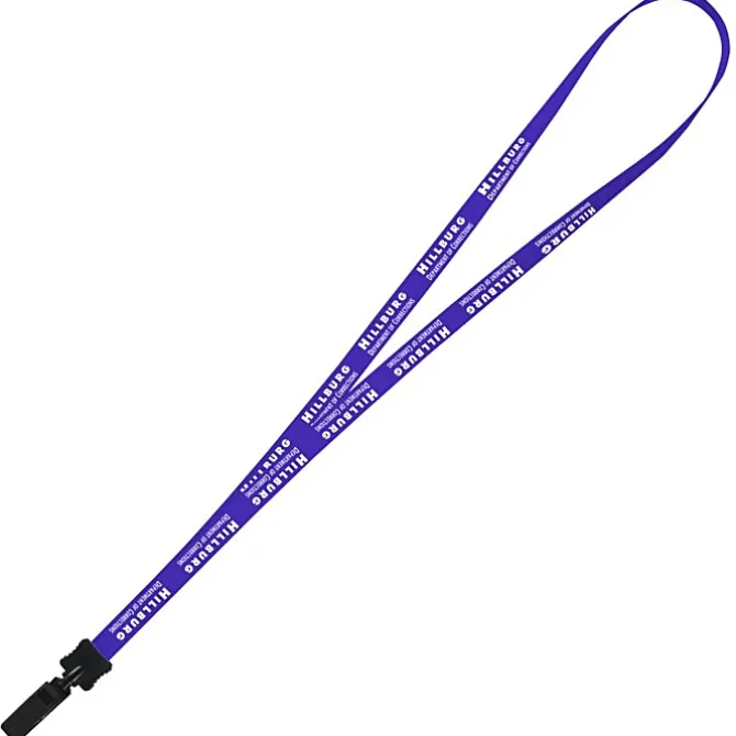 Smooth Nylon Lanyard - 1/2 inch - 32 inches - Plastic Bulldog Clip - 24 hr