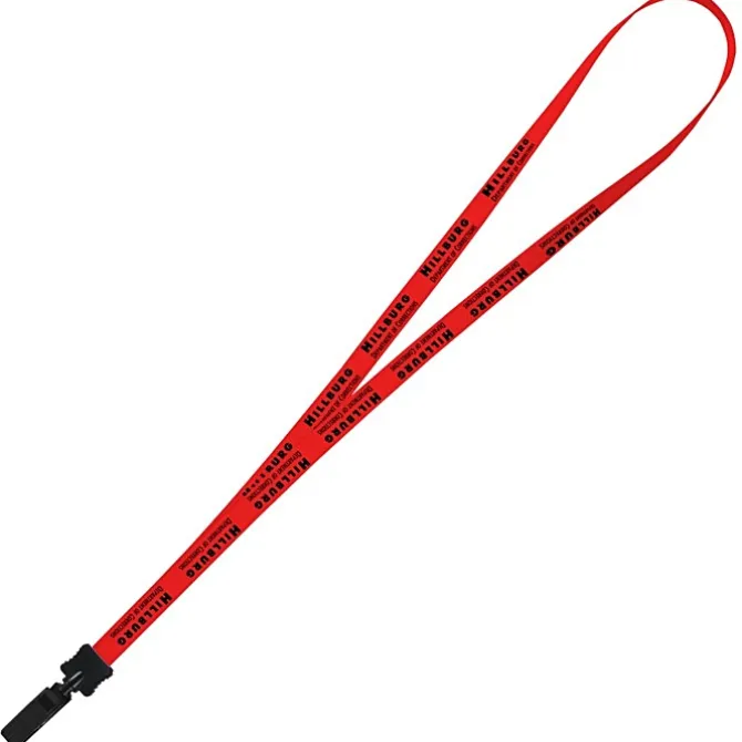Smooth Nylon Lanyard - 1/2 inch - 32 inches - Plastic Bulldog Clip - 24 hr