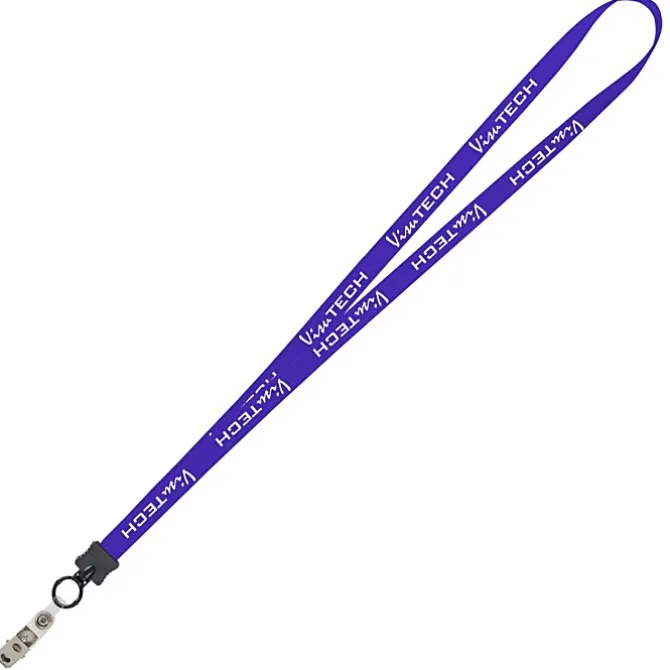 Smooth Nylon Lanyard - 1/2 inch - 32 inches - Snap with Metal Bulldog Clip - 24 hr