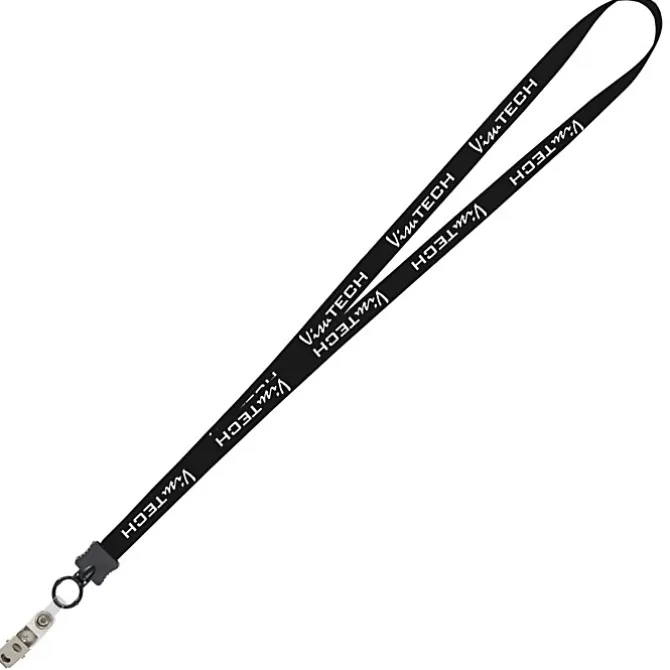Smooth Nylon Lanyard - 1/2 inch - 32 inches - Snap with Metal Bulldog Clip - 24 hr