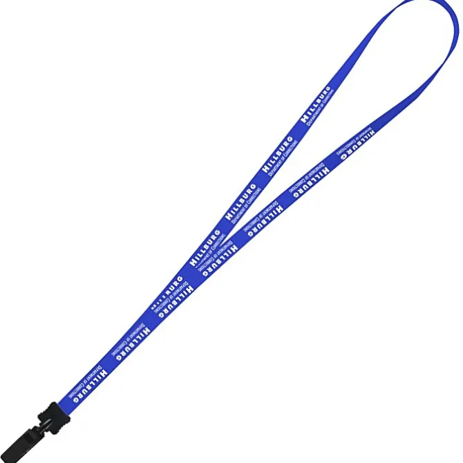 Smooth Nylon Lanyard - 1/2 inch - 36 inches - Plastic Bulldog Clip - 24 hr