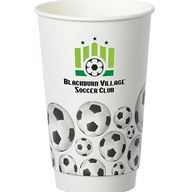 Soccer Full Color Insulated Paper Cup - 16 oz.
