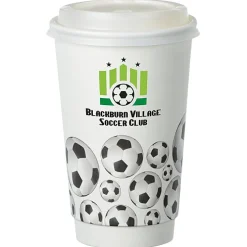 Soccer Full Color Insulated Paper Cup with Lid - 16 oz.