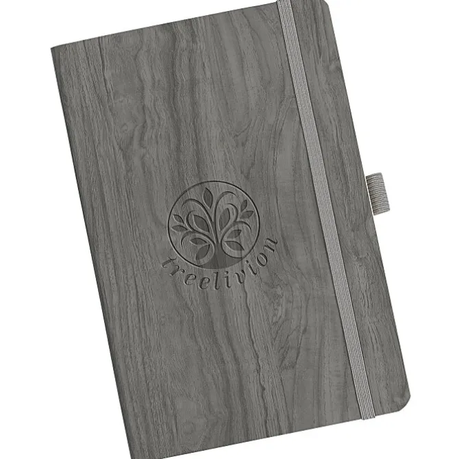 Soft Touch Wood Grain Notebook - Debossed