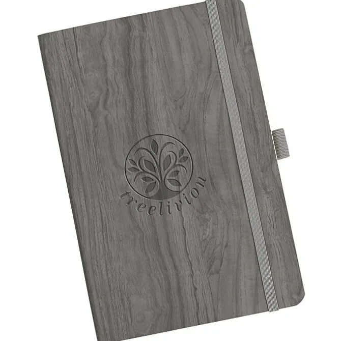 Soft Touch Wood Grain Notebook - Debossed
