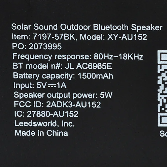Solar Outdoor Bluetooth Speaker - Full Color