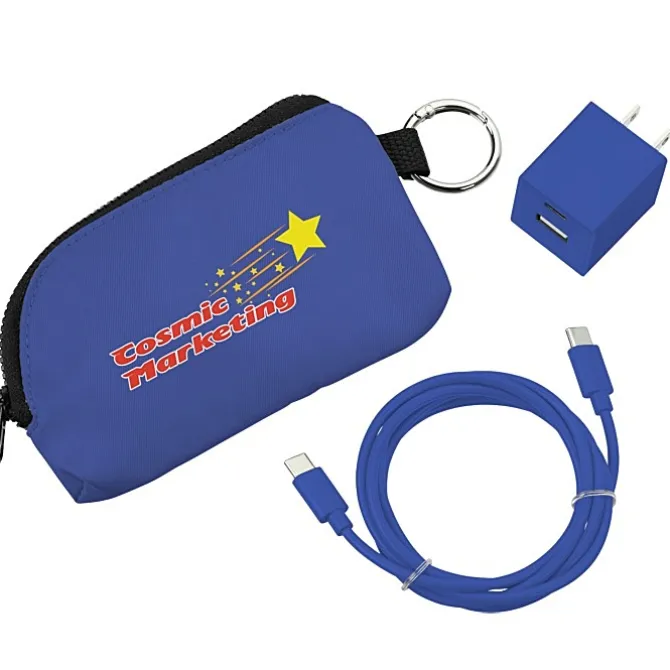 Solstice Zip Around USB-C Cable Pouch with Wall Charger