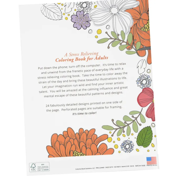 Stress Relieving Adult Coloring Book - Nature