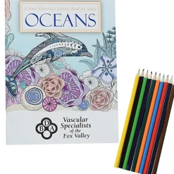 Stress Relieving Adult Coloring Book & Pencils - Oceans
