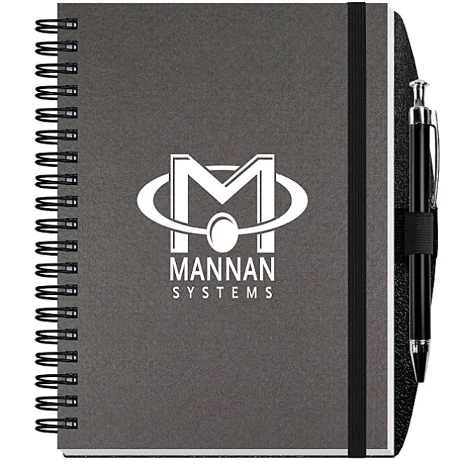 Textured Paperboard Journal with Pen - 7 inches x 5 inches - 50 sheet