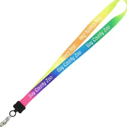Tie-Dye Multicolor Lanyard - 3/4 inches - Snap with Metal Bulldog Clip - 24 hr