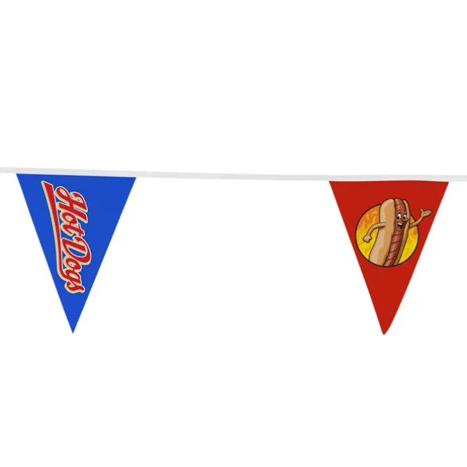 20' Triangle Pennant String - 12 inches x 9 inches - 11 Pennants - One Sided - Alternating