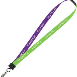 Two-Tone Cotton Lanyard - 7/8 inches - Snap with Metal Bulldog Clip