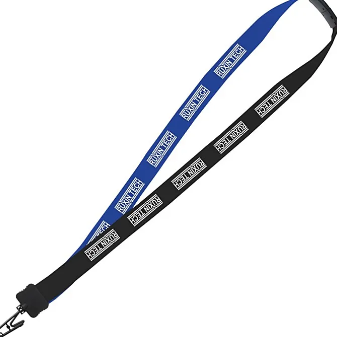 Two-Tone Cotton Lanyard - 7/8 inches - Plastic Bulldog Clip