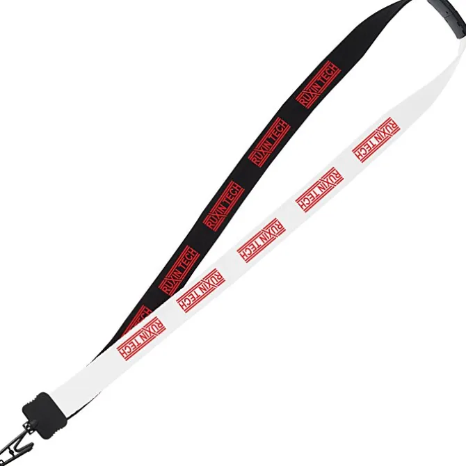 Two-Tone Cotton Lanyard - 7/8 inches - Plastic Bulldog Clip