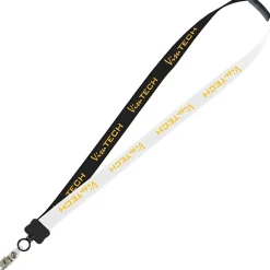 Two-Tone Cotton Lanyard - 7/8 inches - Snap with Metal Bulldog Clip - 24 hr
