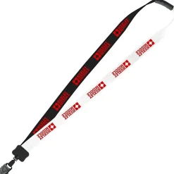 Two-Tone Cotton Lanyard - 7/8 inches - Large Metal Bulldog Clip