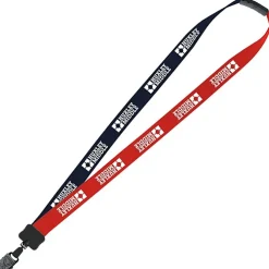 Two-Tone Cotton Lanyard - 7/8 inches - Large Metal Bulldog Clip