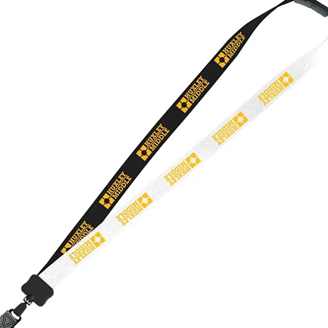 Two-Tone Cotton Lanyard - 7/8 inches - Large Metal Bulldog Clip - 24 hr