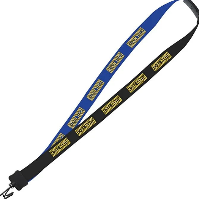 Two-Tone Cotton Lanyard - 7/8 inches - Plastic Bulldog Clip - 24 hr