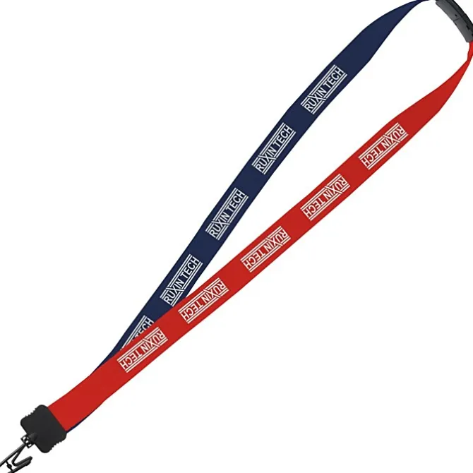 Two-Tone Cotton Lanyard - 7/8 inches - Plastic Bulldog Clip - 24 hr