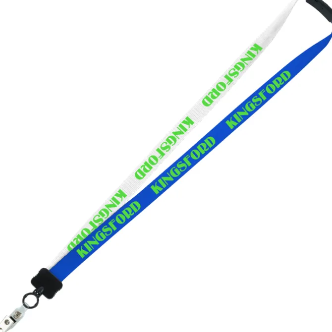 Two-Tone Smooth Nylon Lanyard - 7/8 inches - 34 inches - Snap with Metal Bulldog Clip