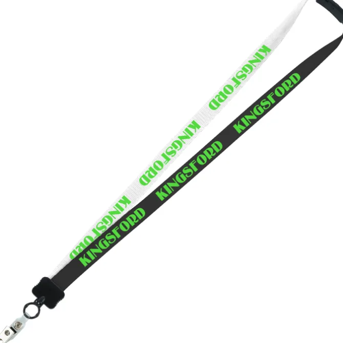 Two-Tone Smooth Nylon Lanyard - 7/8 inches - 34 inches - Snap with Metal Bulldog Clip