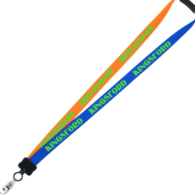 Two-Tone Smooth Nylon Lanyard - 7/8 inches - 34 inches - Snap with Metal Bulldog Clip