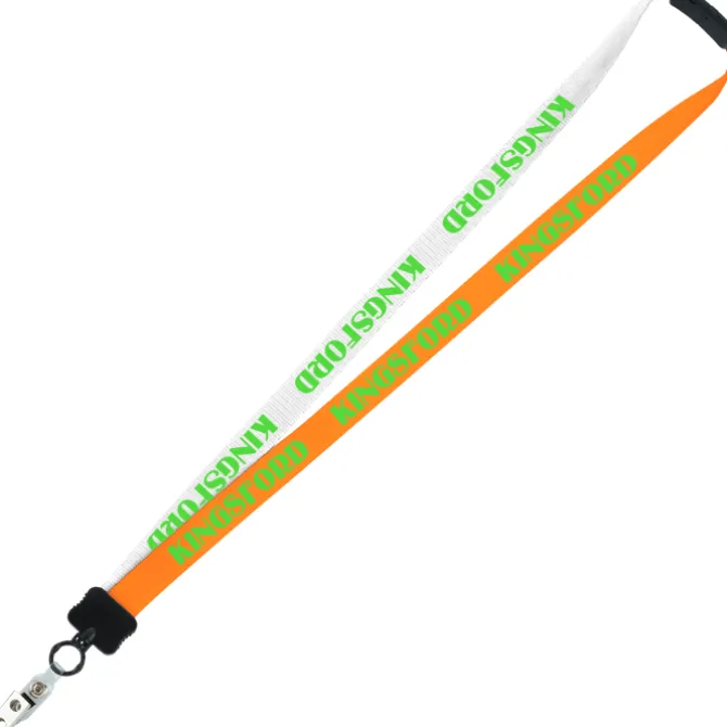 Two-Tone Smooth Nylon Lanyard - 7/8 inches - 34 inches - Snap with Metal Bulldog Clip