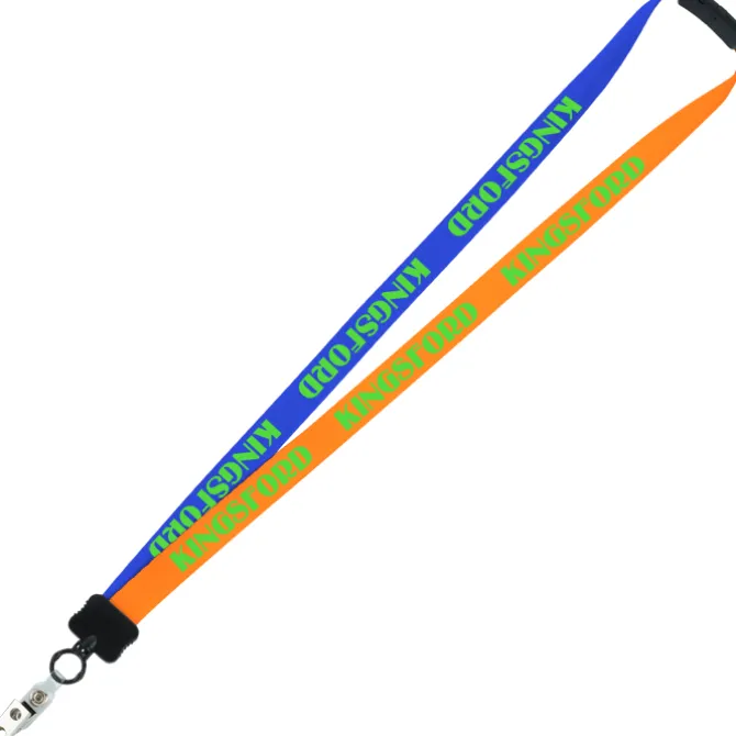 Two-Tone Smooth Nylon Lanyard - 7/8 inches - 34 inches - Snap with Metal Bulldog Clip