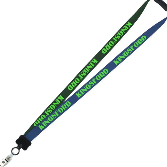 Two-Tone Smooth Nylon Lanyard - 7/8 inches - 34 inches - Snap with Metal Bulldog Clip