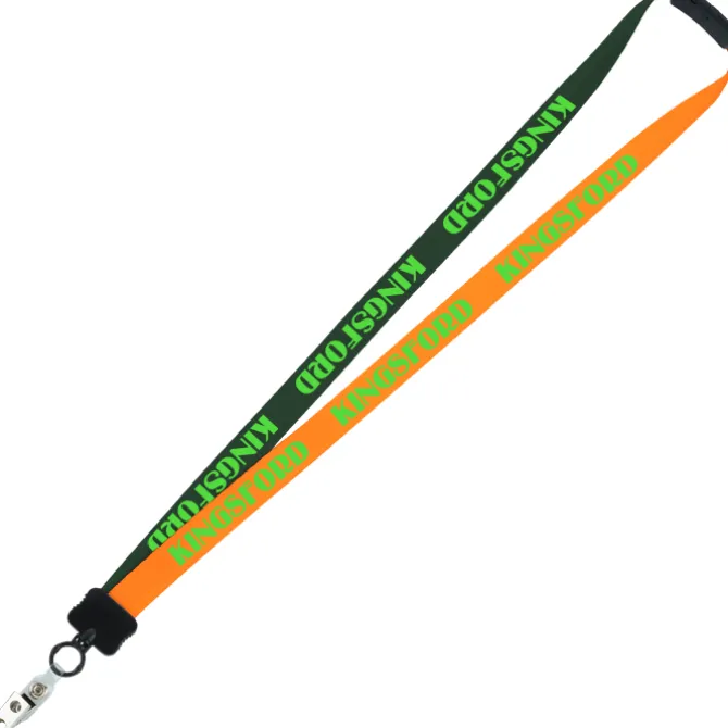 Two-Tone Smooth Nylon Lanyard - 7/8 inches - 34 inches - Snap with Metal Bulldog Clip