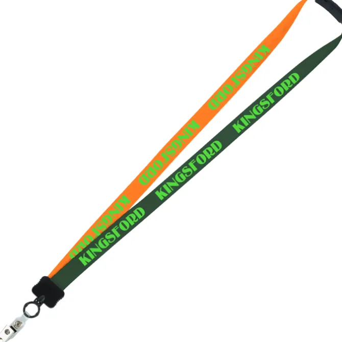 Two-Tone Smooth Nylon Lanyard - 7/8 inches - 34 inches - Snap with Metal Bulldog Clip