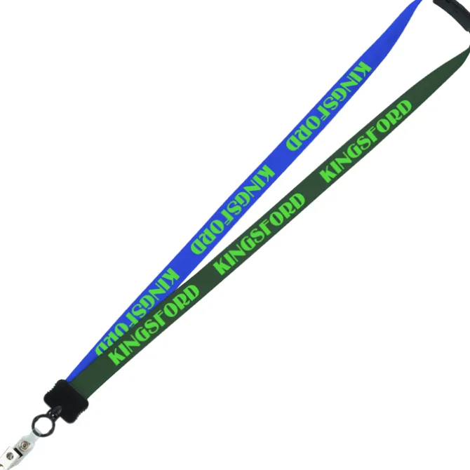 Two-Tone Smooth Nylon Lanyard - 7/8 inches - 34 inches - Snap with Metal Bulldog Clip