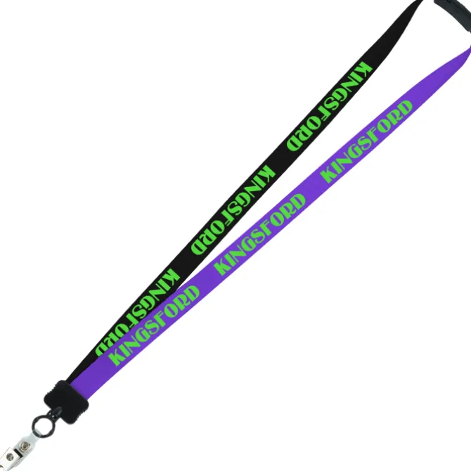 Two-Tone Smooth Nylon Lanyard - 7/8 inches - 34 inches - Snap with Metal Bulldog Clip