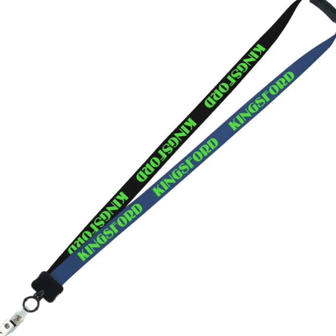Two-Tone Smooth Nylon Lanyard - 7/8 inches - 34 inches - Snap with Metal Bulldog Clip