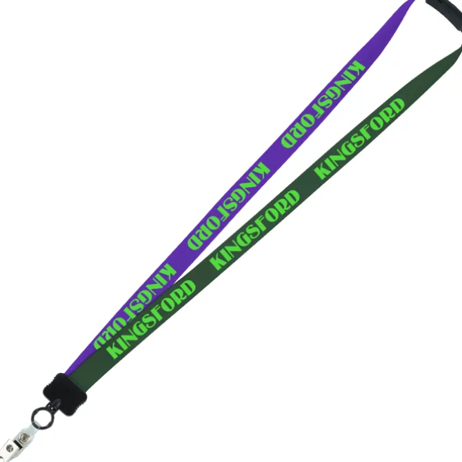 Two-Tone Smooth Nylon Lanyard - 7/8 inches - 34 inches - Snap with Metal Bulldog Clip