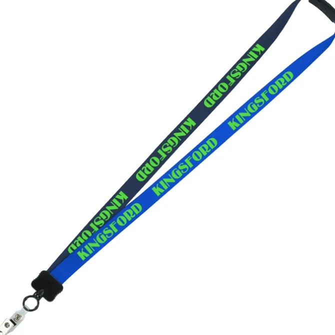Two-Tone Smooth Nylon Lanyard - 7/8 inches - 34 inches - Snap with Metal Bulldog Clip