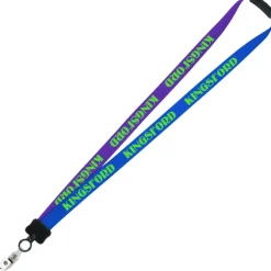 Two-Tone Smooth Nylon Lanyard - 7/8 inches - 34 inches - Snap with Metal Bulldog Clip